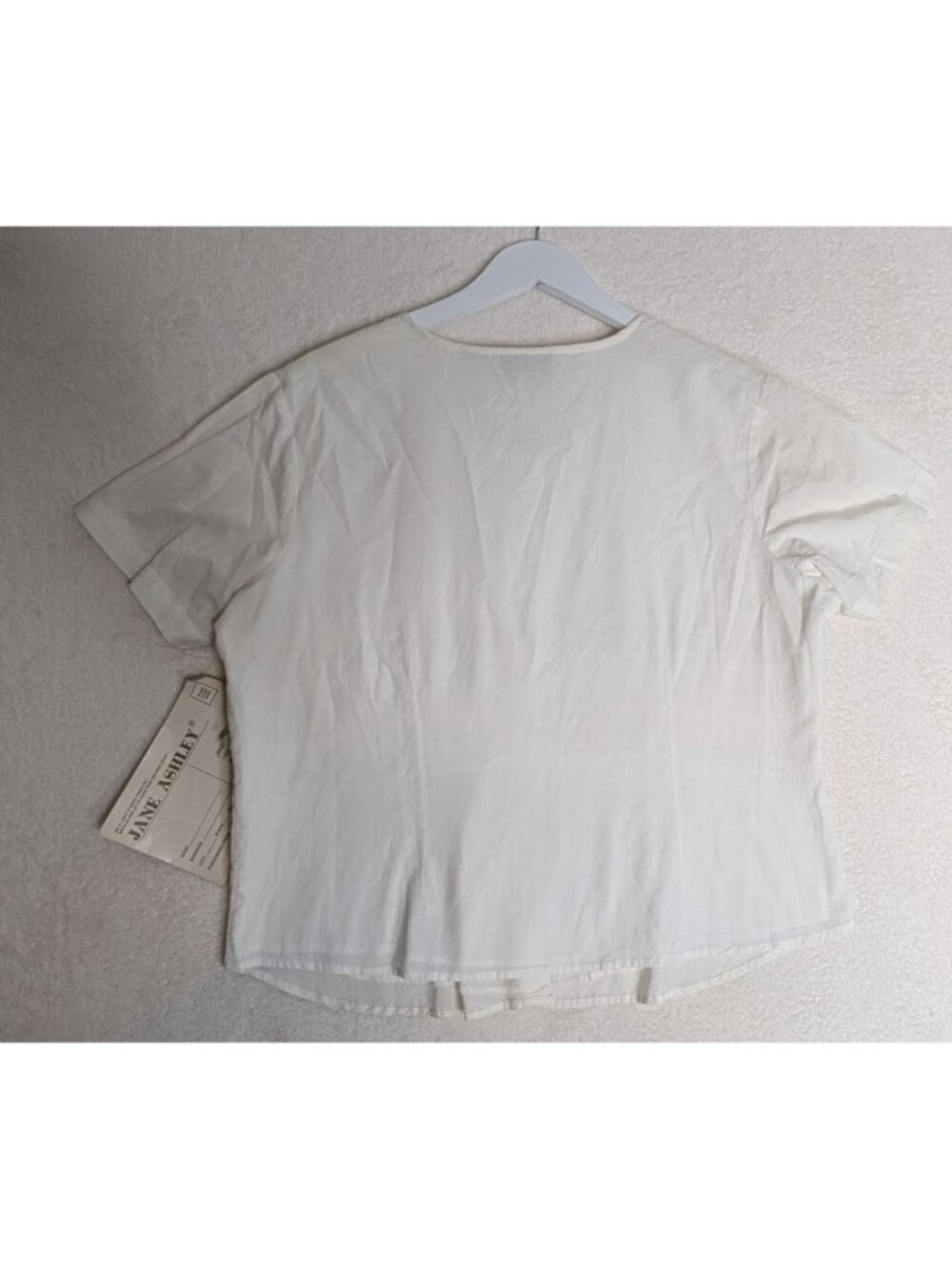 Jane Ashley White Cotton Short-Sleeve Button-Down Top With Lace Detailing Size L - Picture 9 of 9